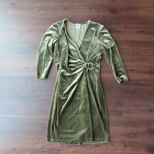 Anne Klein Velvet Green Wrap Dress